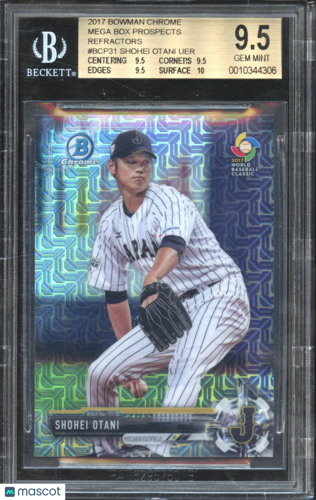 Shohei Ohtani 2017 Bowman CHrome Refractor RC Japan Dodgers Angels #31 BGS 9.5