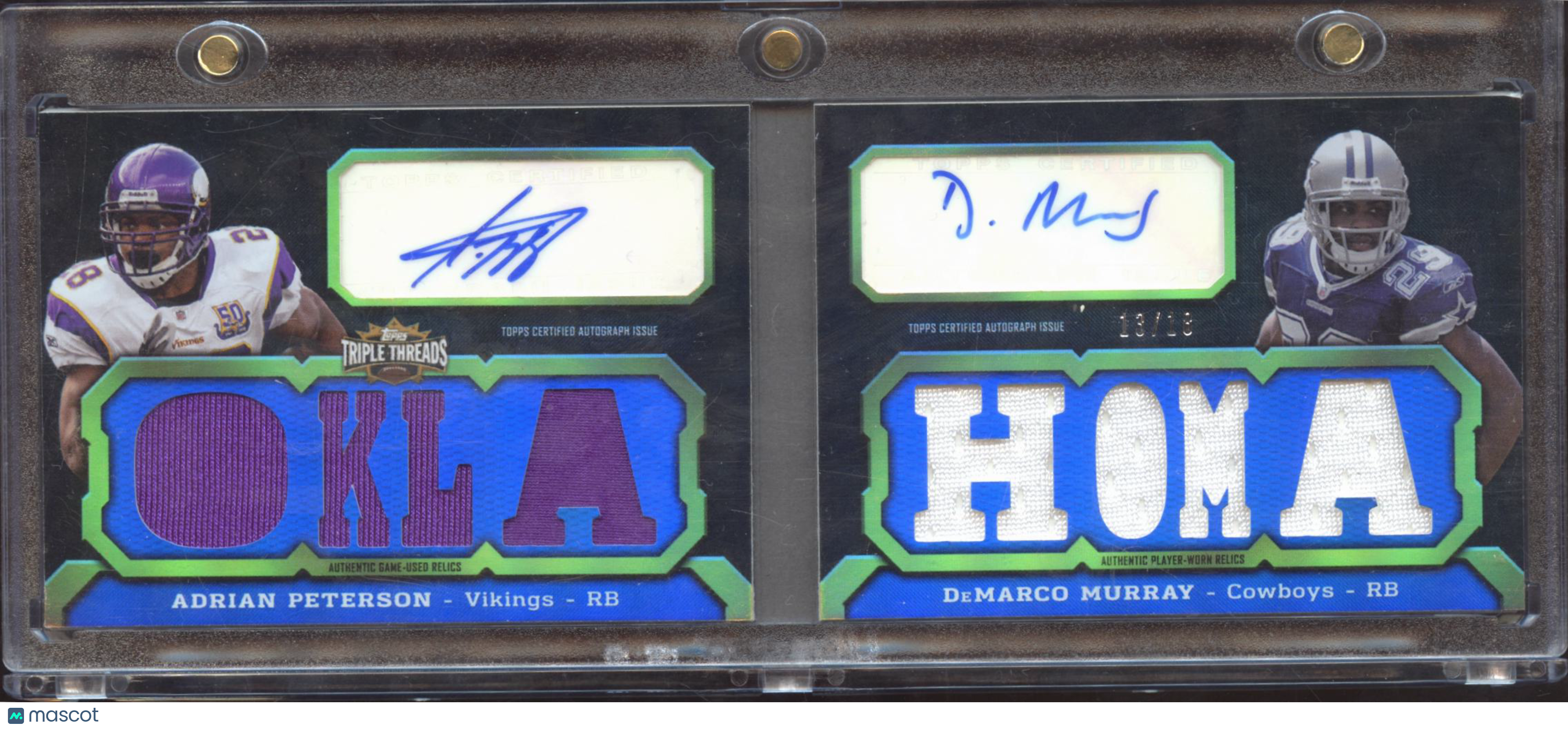 Adrian Peterson / DeMarco Murray 2011 Triple Threads Autograph Patch Booklet /18