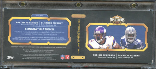 Adrian Peterson / DeMarco Murray 2011 Triple Threads Autograph Patch Booklet /18