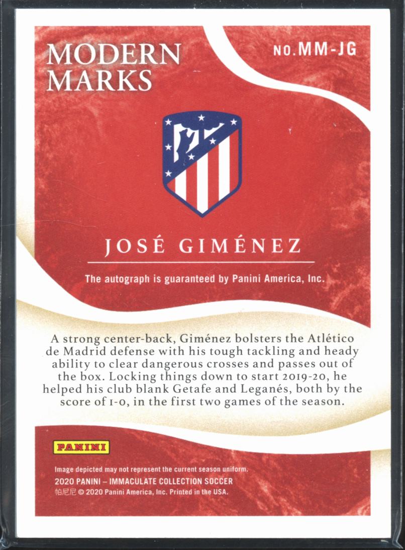 Jose Gimenez 2020 Immaculate Auto Autograph 12/25 Atletico de Madrid