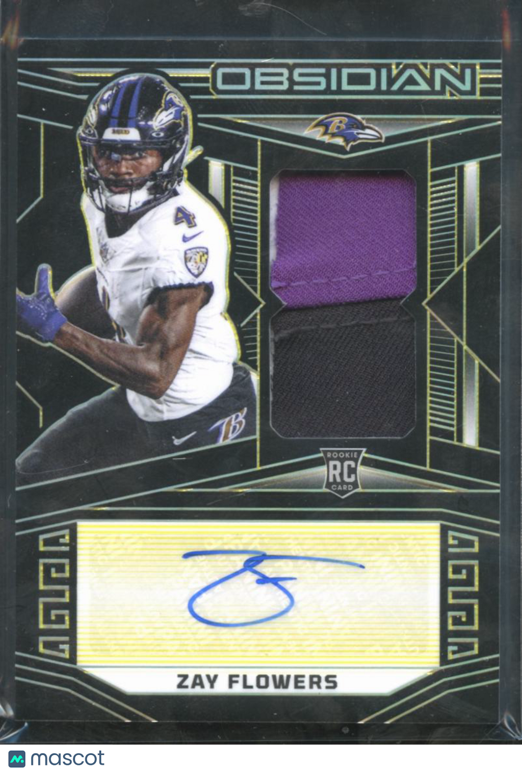 Zay Flowers 2023 Obsidian Auto Autograph Patch RC GOLD 2/10 Baltimore Ravens