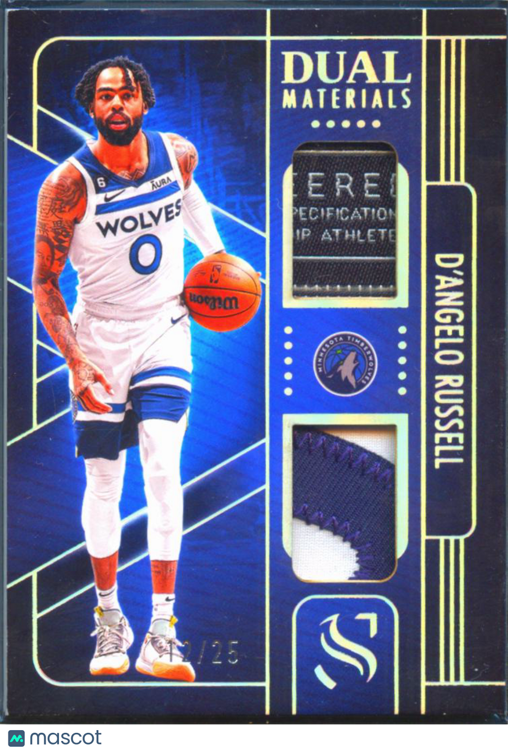 D'Angelo Russell 2025 Silhouett Game Worn Laundry Tag Patch 12/25 Timberwolves
