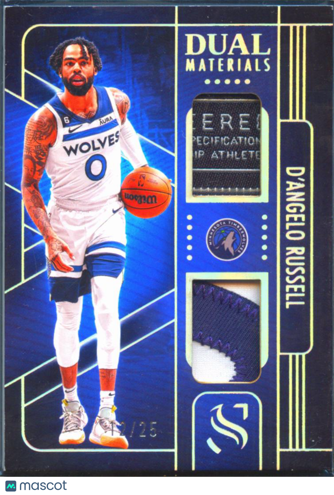 D'Angelo Russell 2025 Silhouett Game Worn Laundry Tag Patch 12/25 Timberwolves