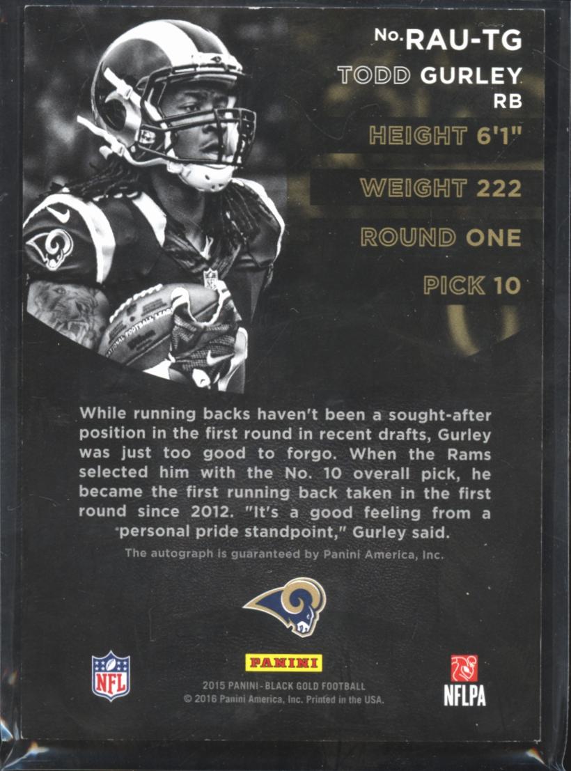 Todd Gurley 2016 Black Gold Auto Autograph RC Rookie 1/1 St. Louis Rams