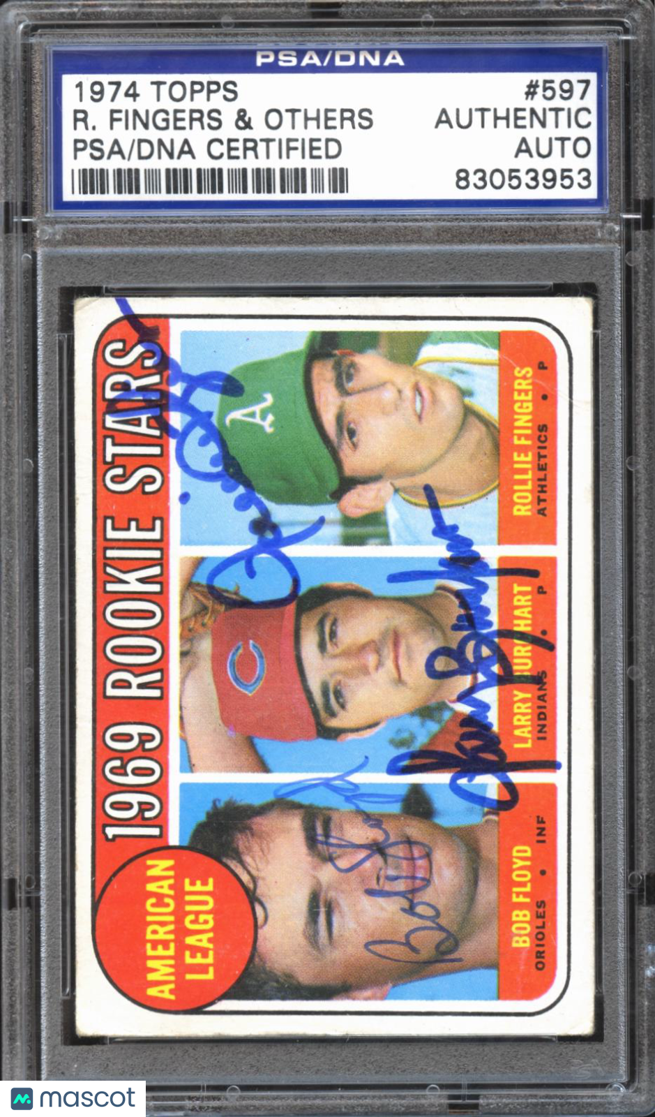 Rollie Fingers / Floyd / Burchart 1974 1969 Topps Auto Autograph PSA Authentic