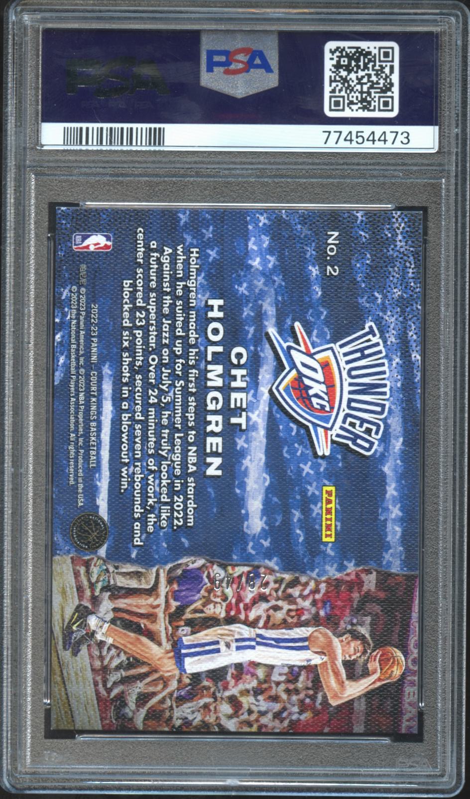 Chet Holmgren 2022-23 Court Kings First Steps Violet RC Thunder 28/49 PSA 8