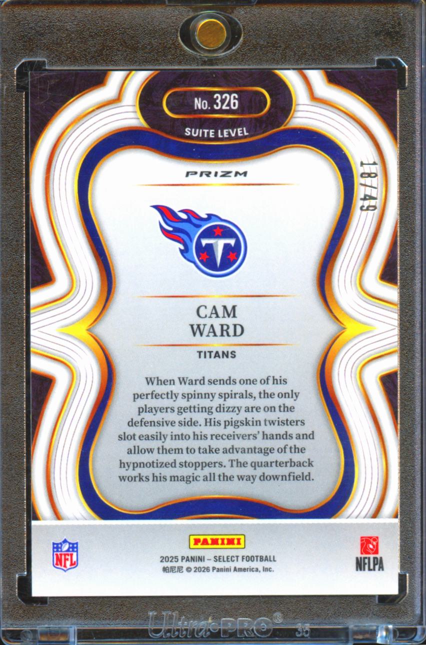 Cam Ward 2025 Select Suite Level Red Disco RC Rookie 18/49 Tennessee Titans
