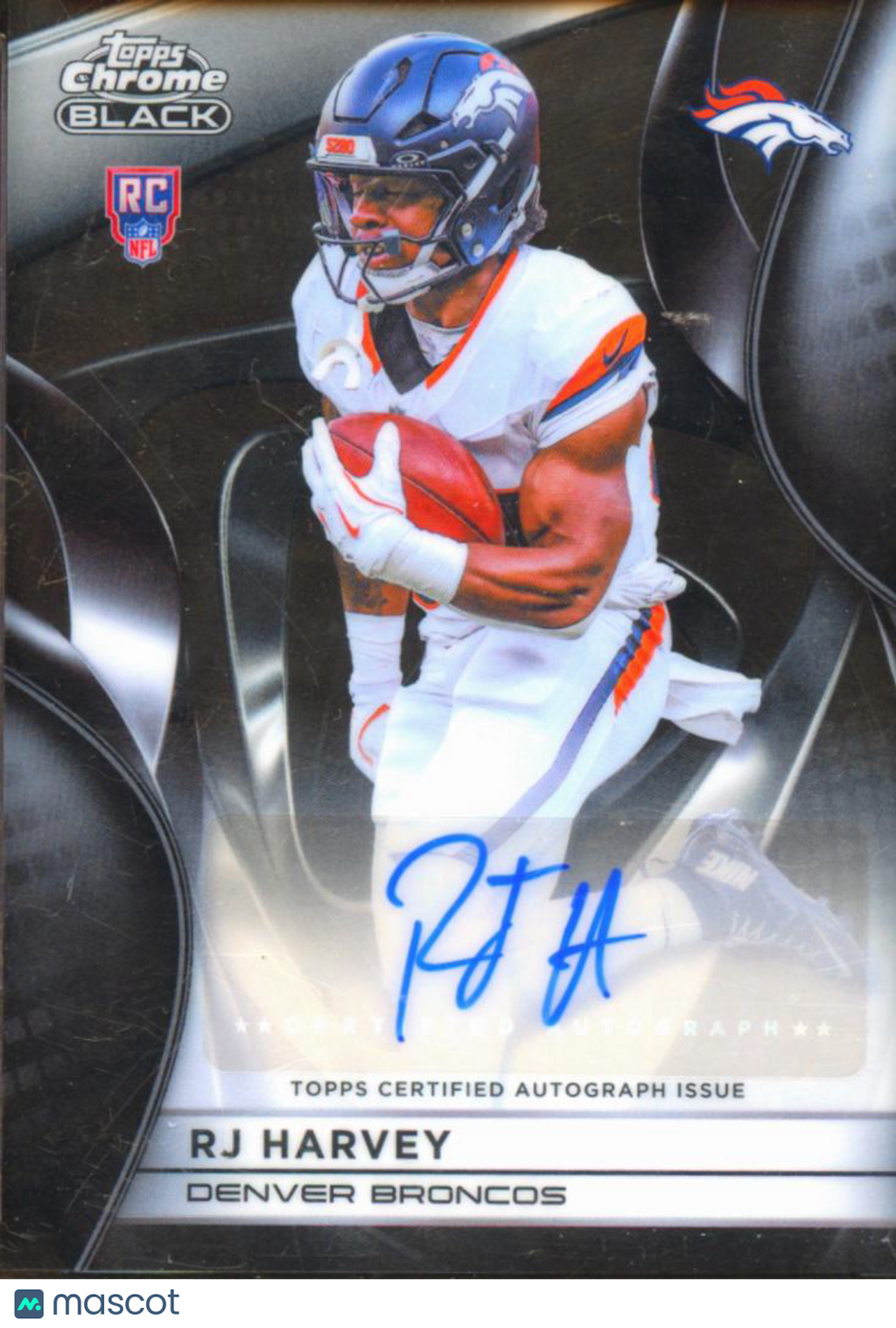 RJ Harvey 2025 Topps Chrome Black RC Auto Autograph Denver Broncos