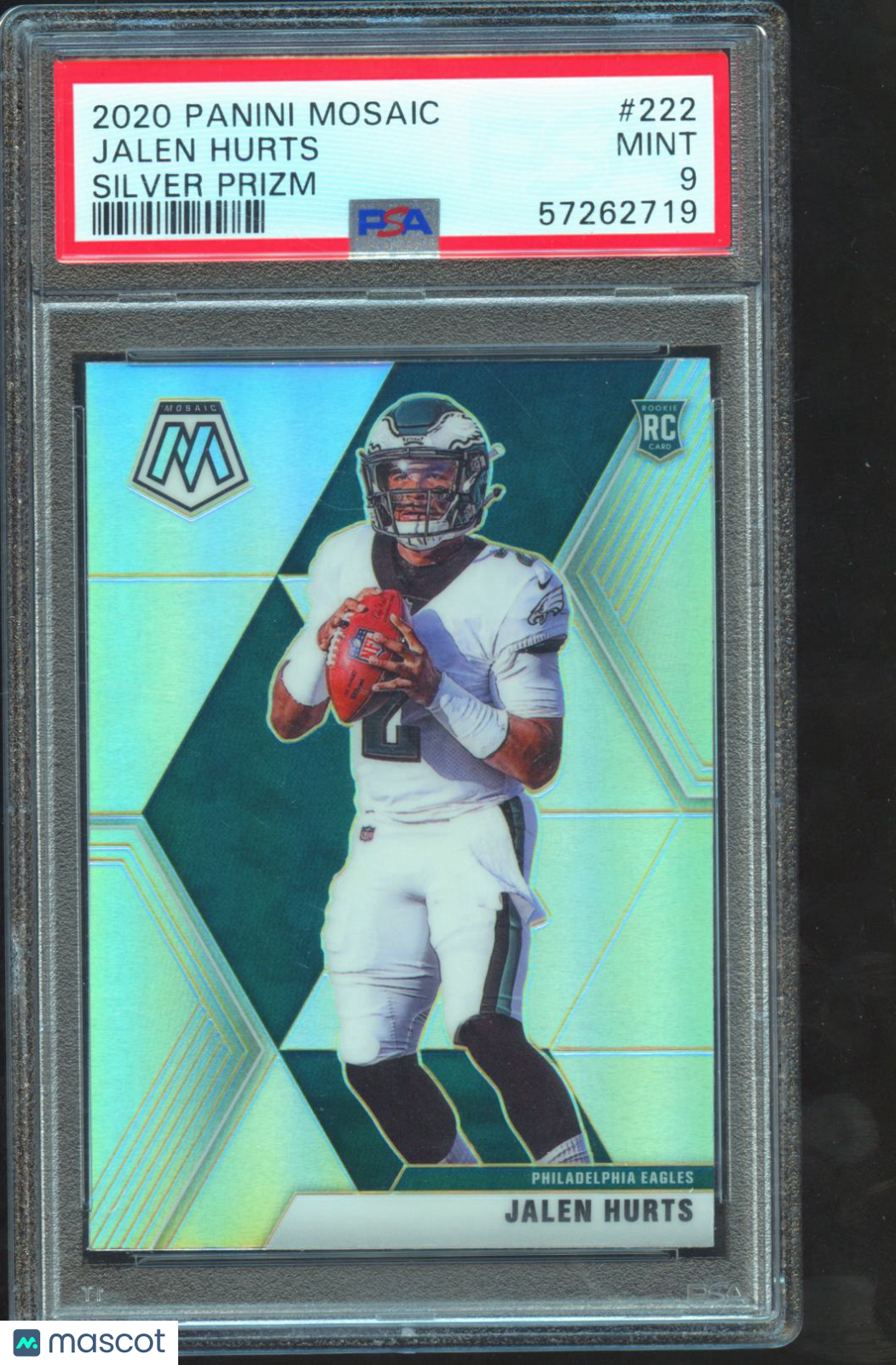 Jalen Hurts 2020 Mosaic Silver Prizm Rookie RC Philadelphia Eagles #222 PSA 9