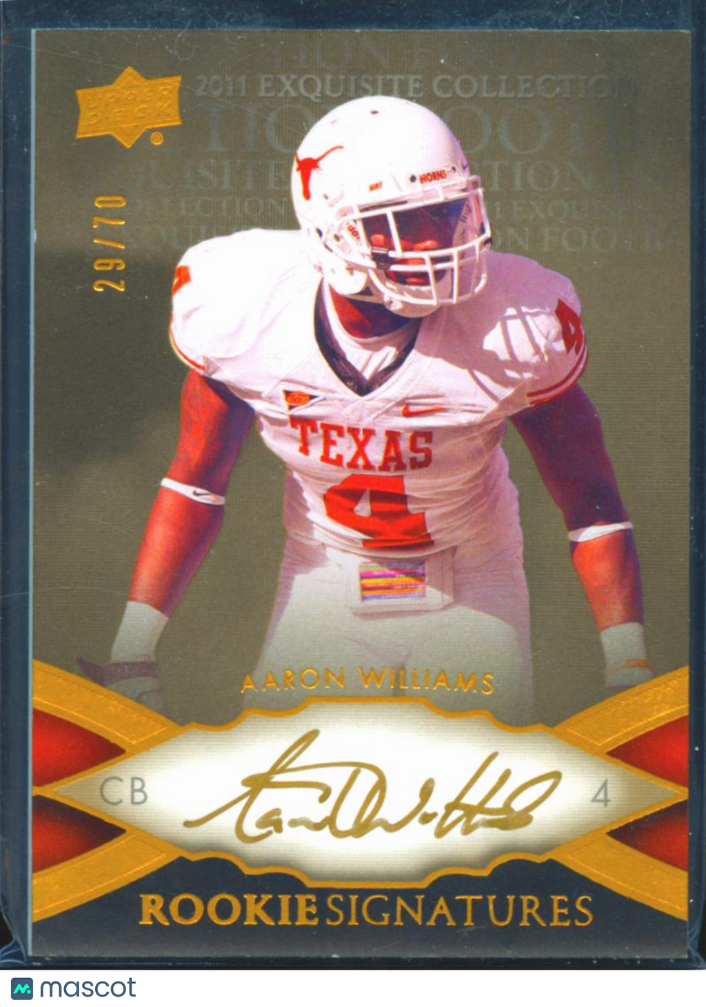 Aaron Williams 2011 Upper Deck Exquisite Auto Autograph RC 29/70 Texas Longhorns
