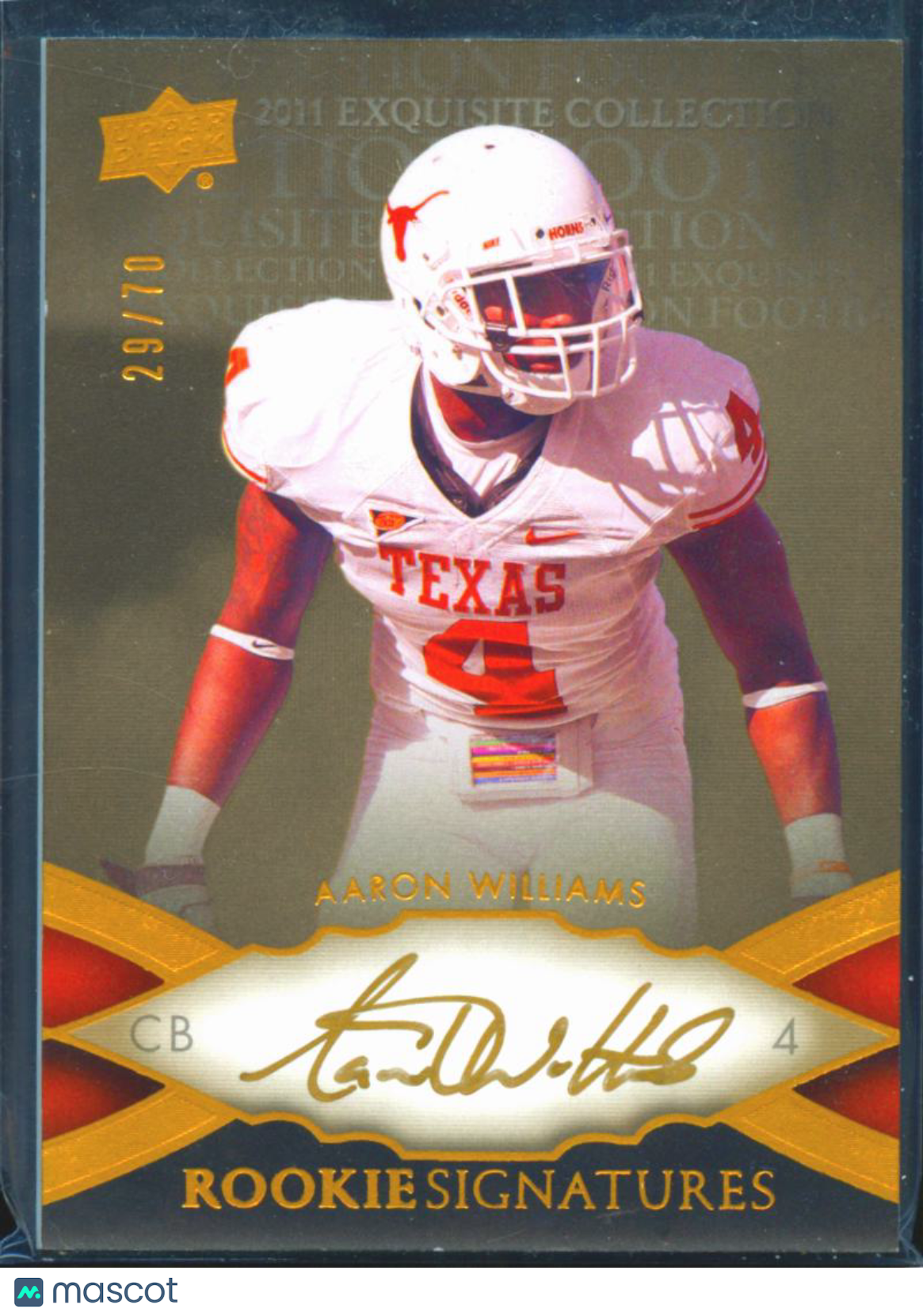 Aaron Williams 2011 Upper Deck Exquisite Auto Autograph RC 29/70 Texas Longhorns