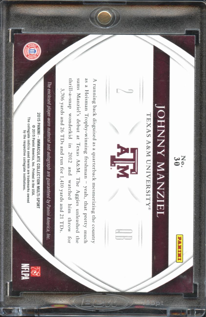 Johnny Manziel 2015 Immaculate Auto Autograph Patch 8/99 Texas A&M Aggies