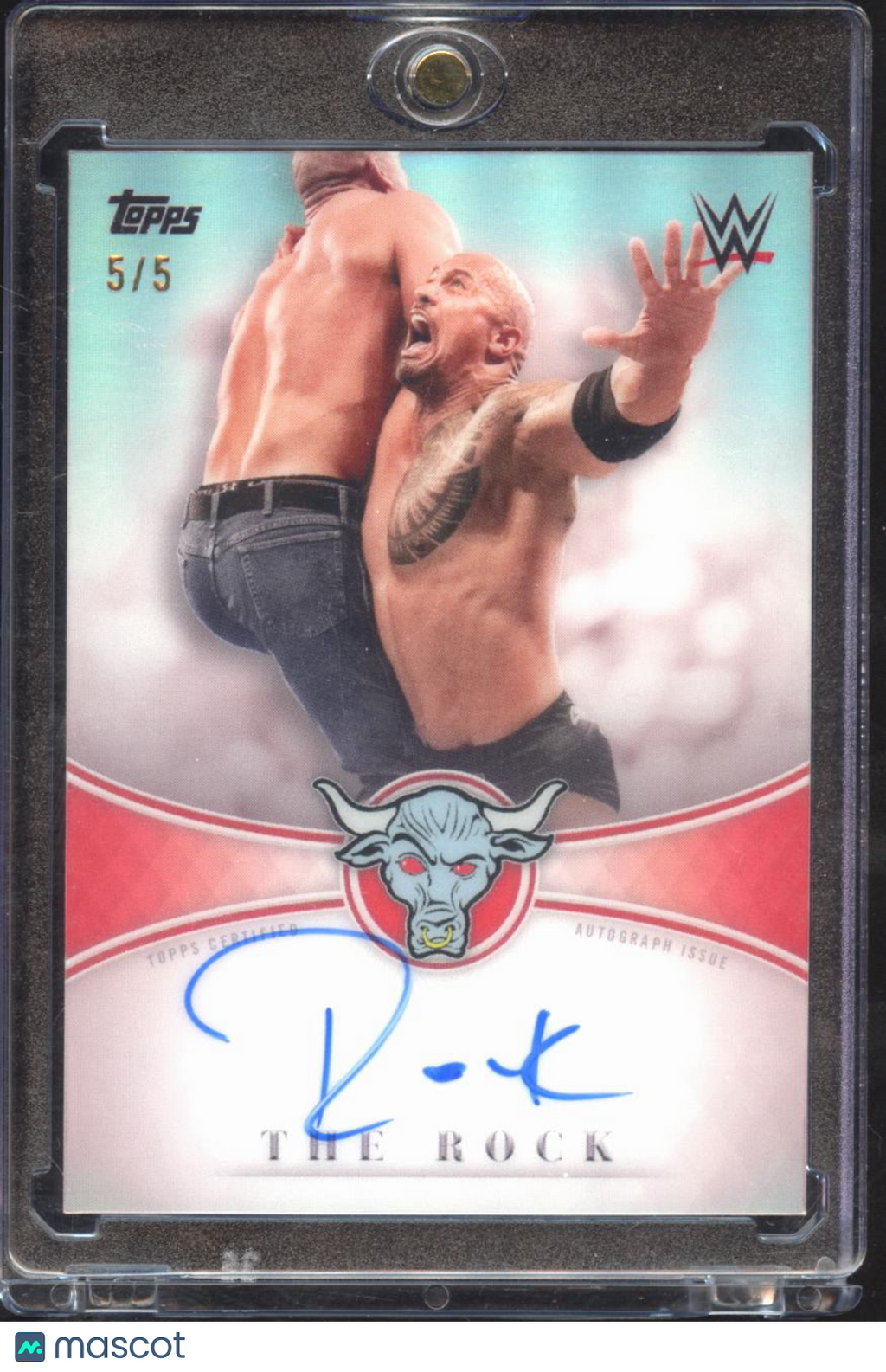 The Rock 2025 Topps Exalted WWE Red On Card Auto Autograph 5/5 Wrestling