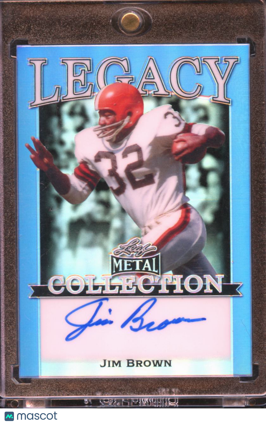Jim Brown 2022 Leaf Metal Auto Autograph Blue 17/20 Cleveland Browns