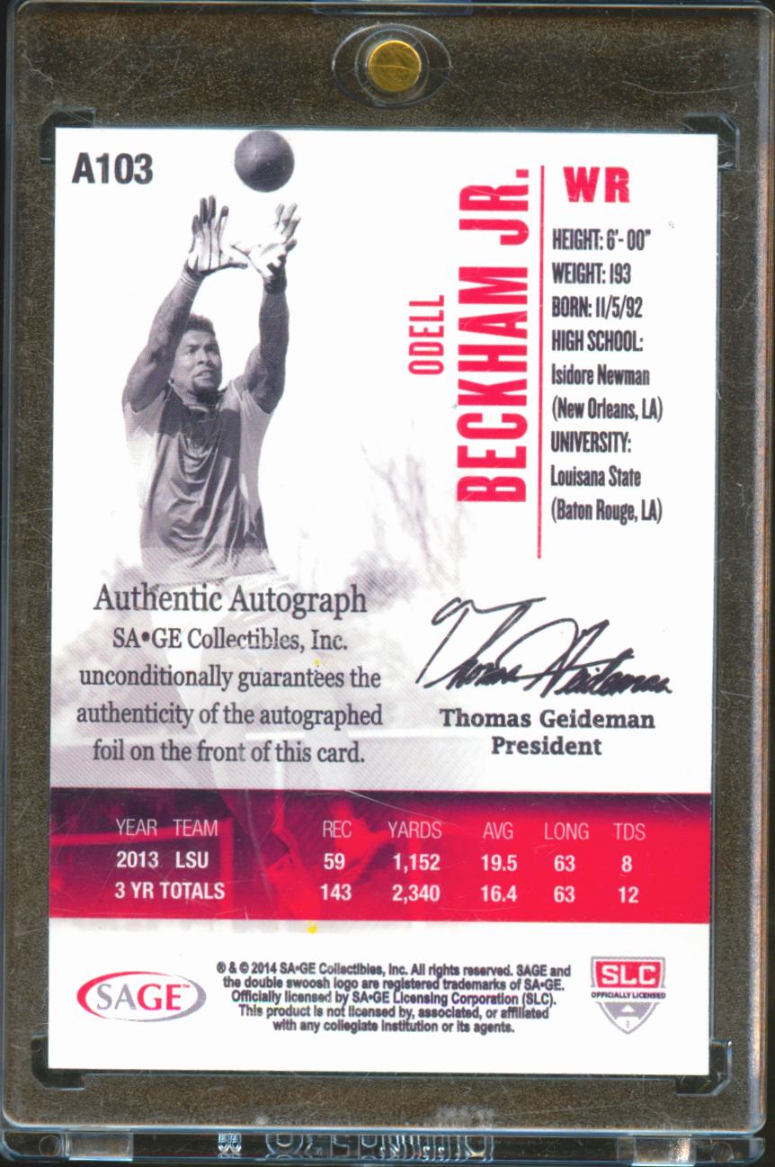 Odell Beckham Jr. 2014 SAGE HIT GOLD Auto Autograph RC Giants LSU Tigers 220/250
