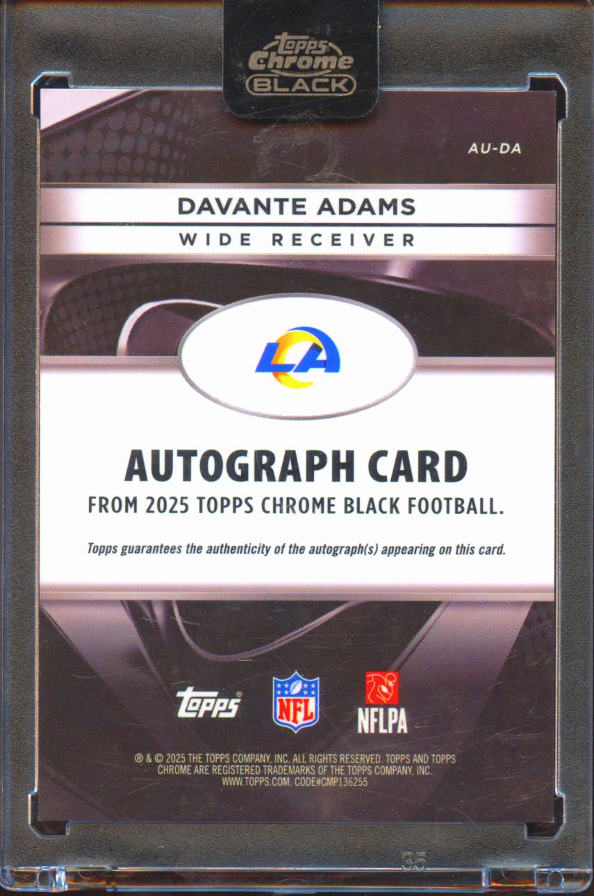 Davante Adams 2025 Topps Chrome Black Auto Autograph Los Angeles Rams