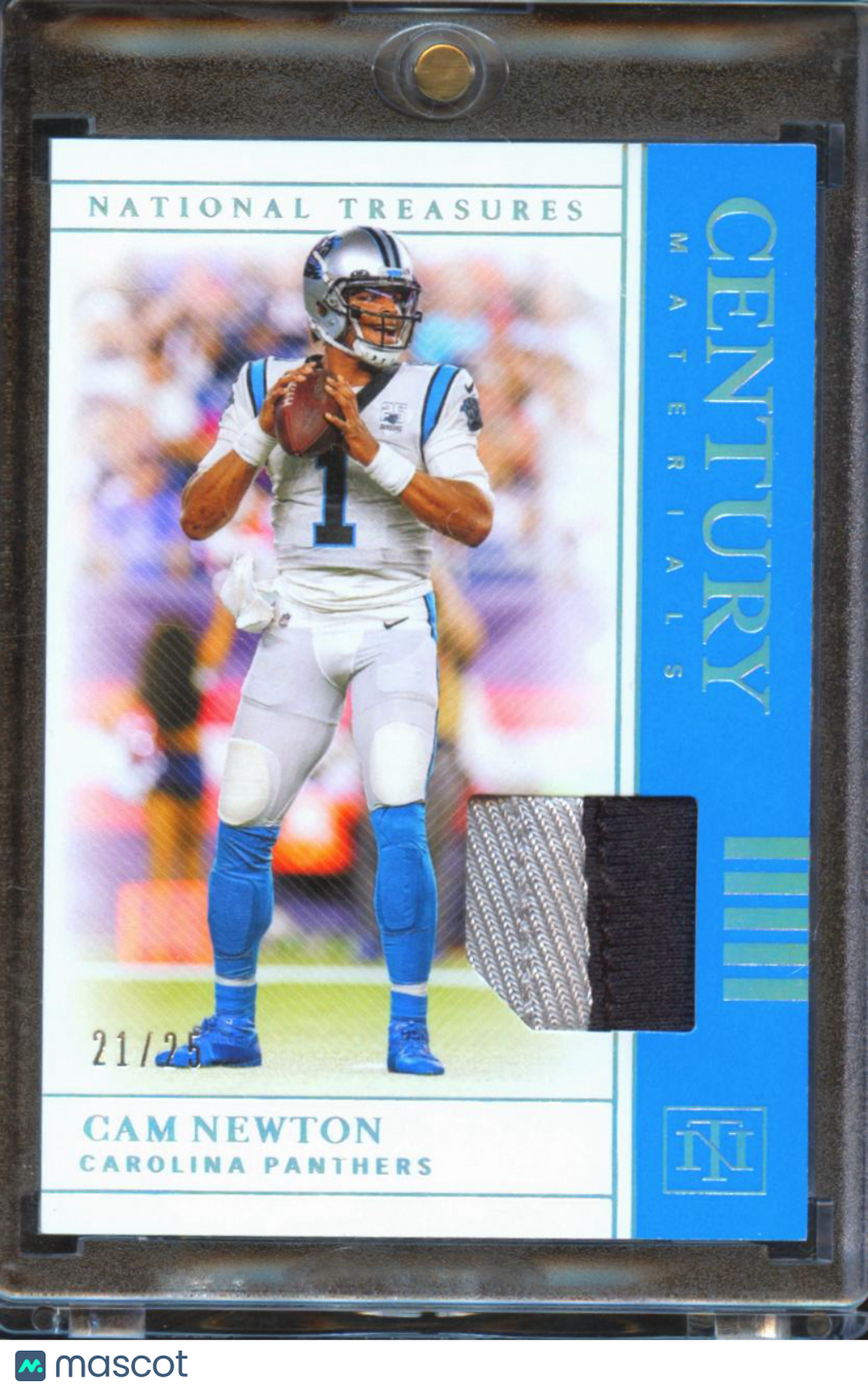 Cam Newton 2019 National Treasures Game Worn Jersey Patch 21/25 Panthers