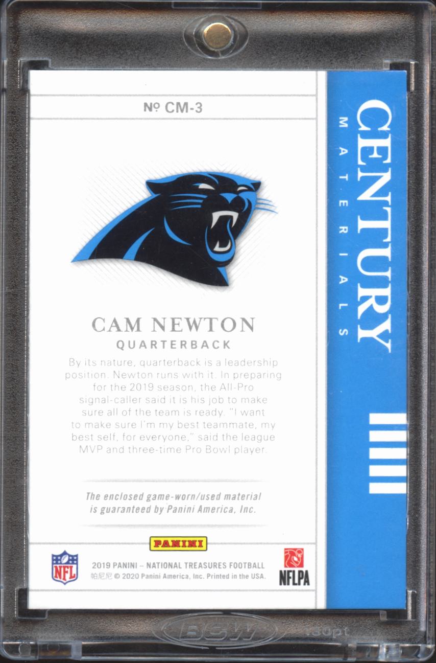 Cam Newton 2019 National Treasures Game Worn Jersey Patch 21/25 Panthers