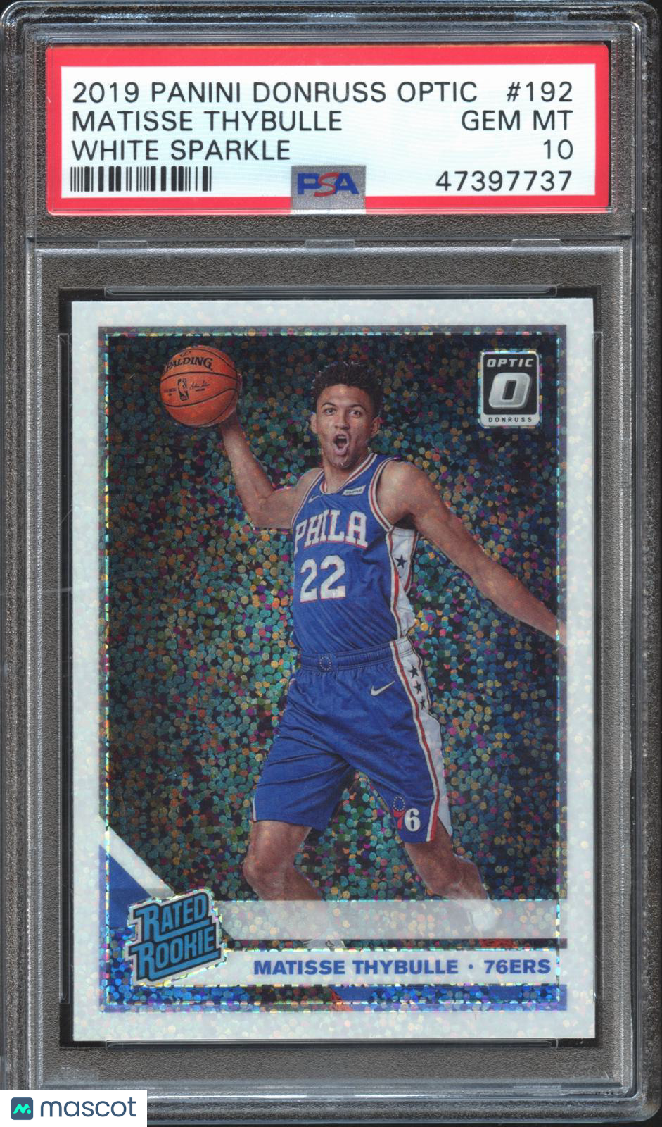 Matisse Thybulle 2019-20 Optic Rated Rookie RC White Sparkle 76ers #192 PSA 10