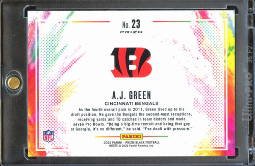 A.J. Green 2025 Prizm Black Colorblast SSP CASE HIT Cincinnati Bengals