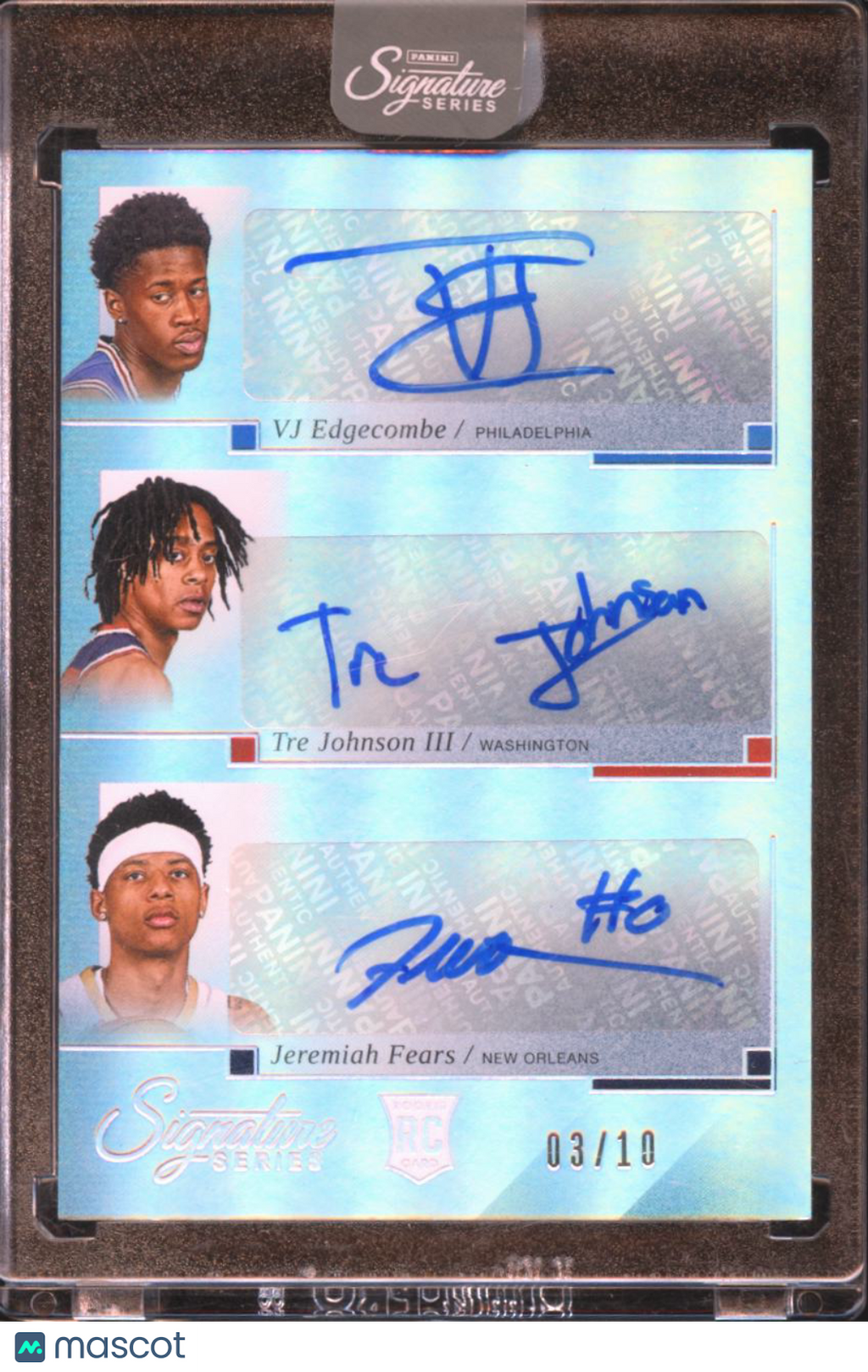 Tre Johnson Jeremiah Fears VJ Edgecombe 2025 Signature Series Auto Autograph /10