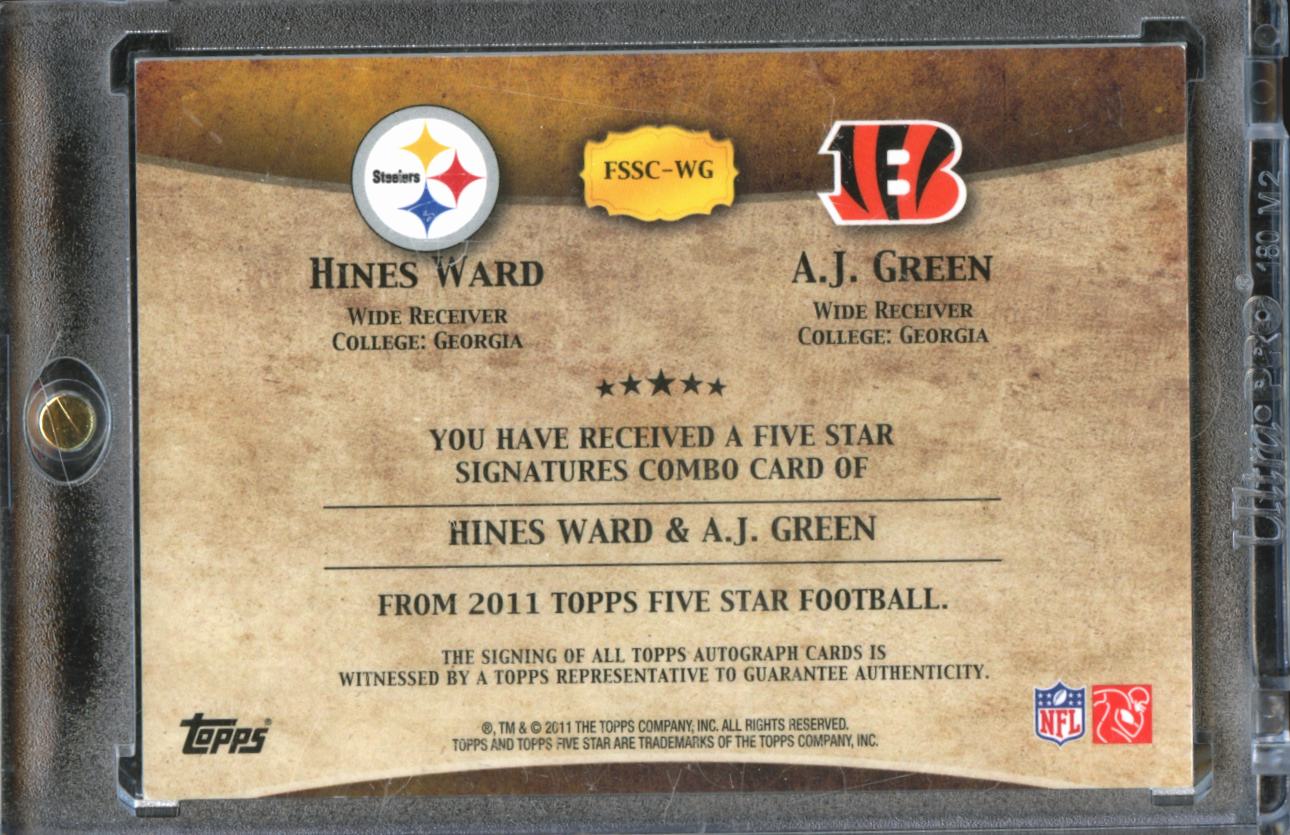 Hines Ward / A.J. Green 2011 Topps Five Star Auto Autograph Bengals Steelers /10