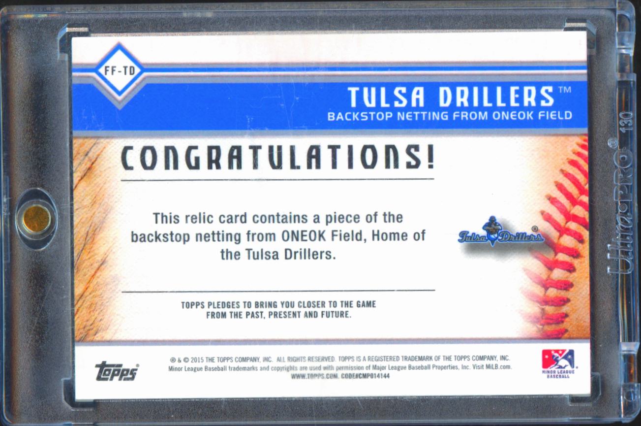 Tulsa Drillers 2015 Topps Fragments of the Farm Backstop Netting Relic 50/50