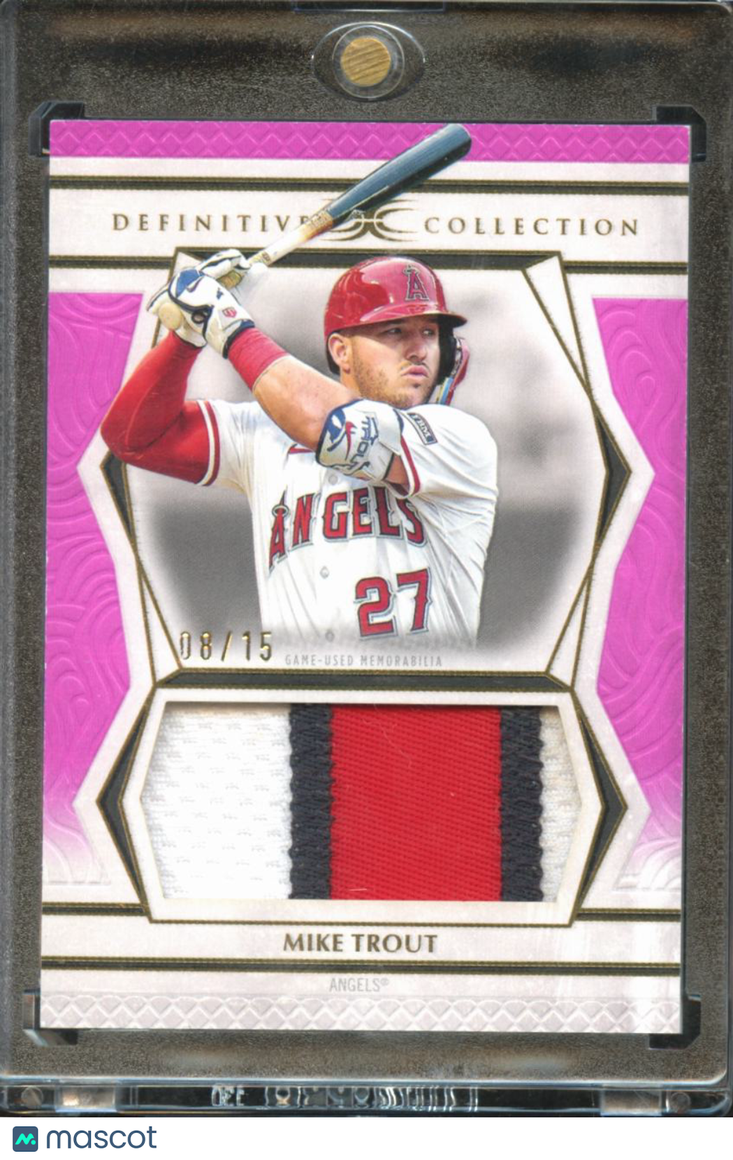 Mike Trout 2025 Topps Definitive Game Worn Jersey Patch 8/15 Los Angeles Angels