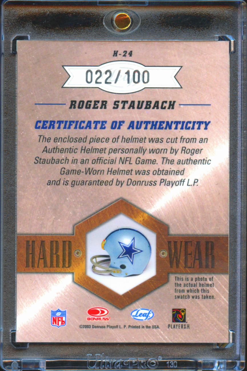 Roger Staubach 2003 Leaf Limited Hardwear Game Worn Helmet 22/100 Dallas Cowboys