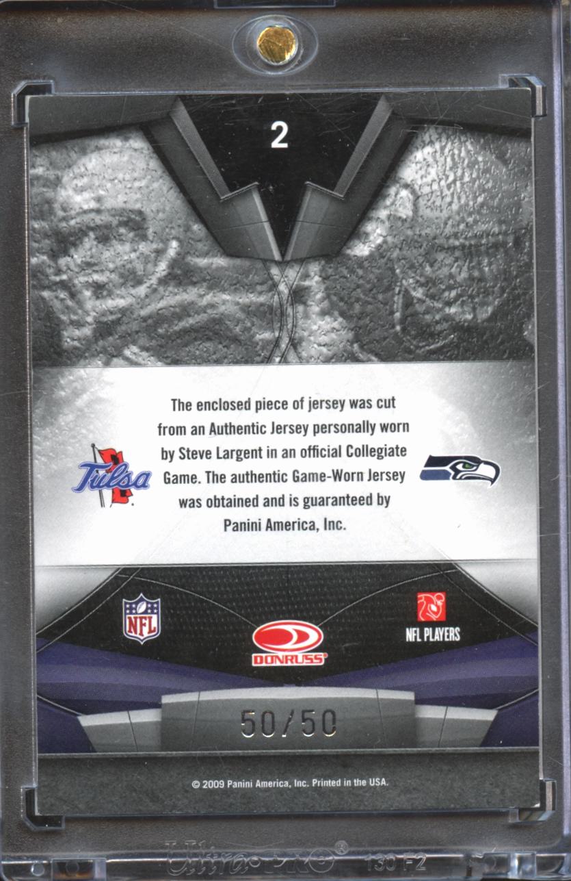 Steve Largent 2009 Donruss Gridiron Gear Game Worn Patch Tulsa Seahawks 50/50