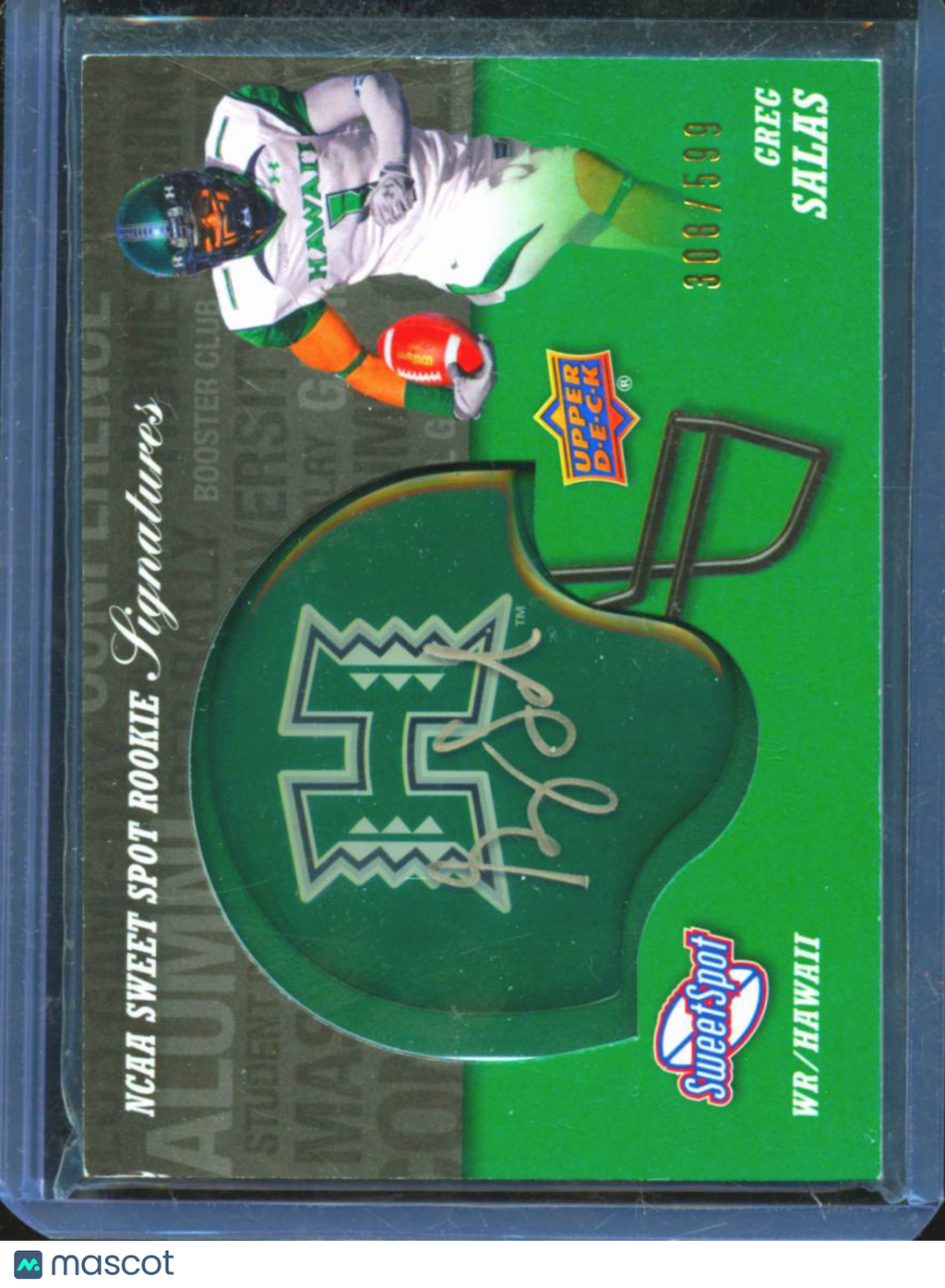 Greg Salas 2011 Upper Deck Sweet Spot Auto Autograph RC Helmet Hawaii 308/599