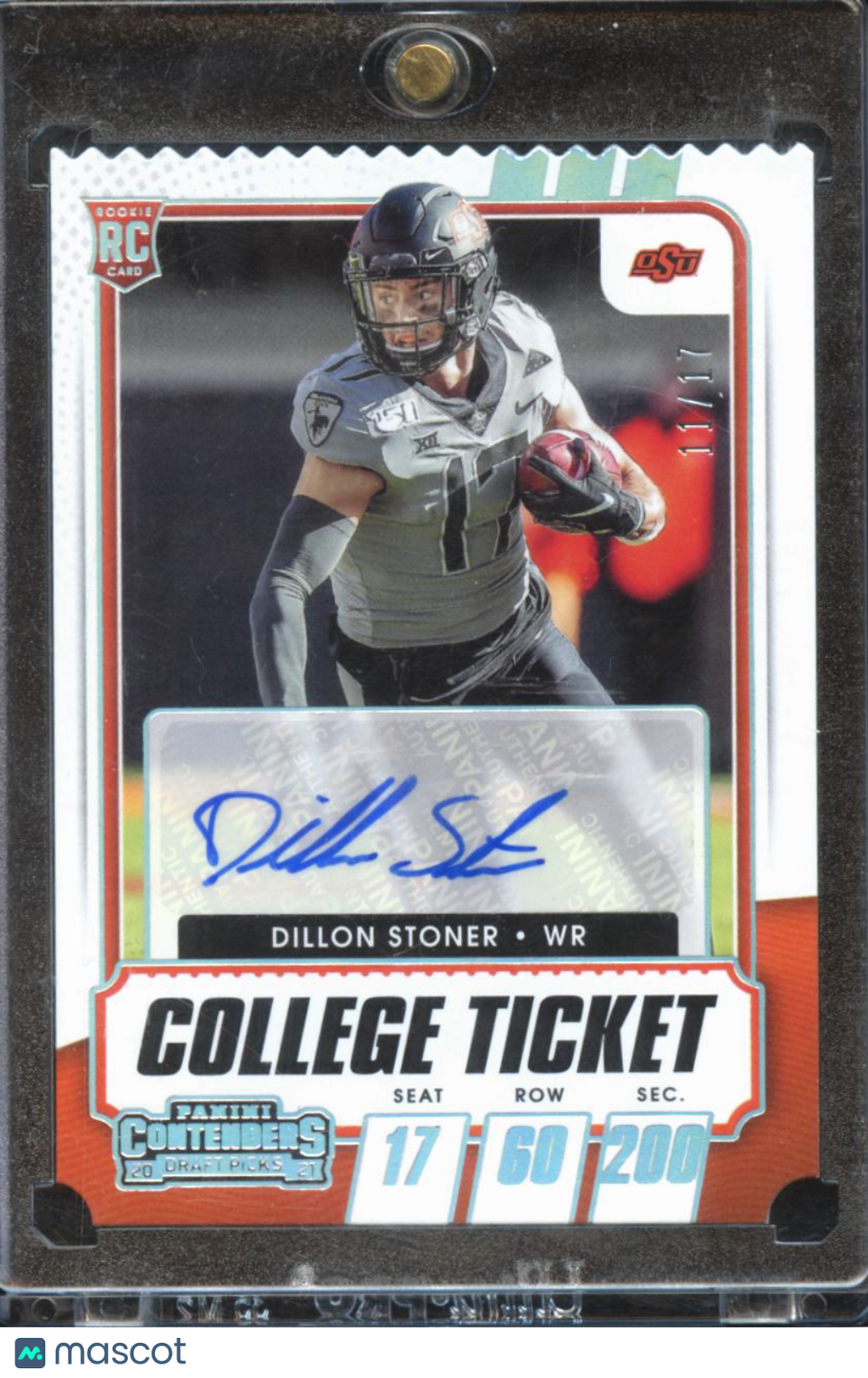 Dillon Stoner 2021 Contenders Auto Autograph Ticket Stub RC 11/17 Oklahoma State