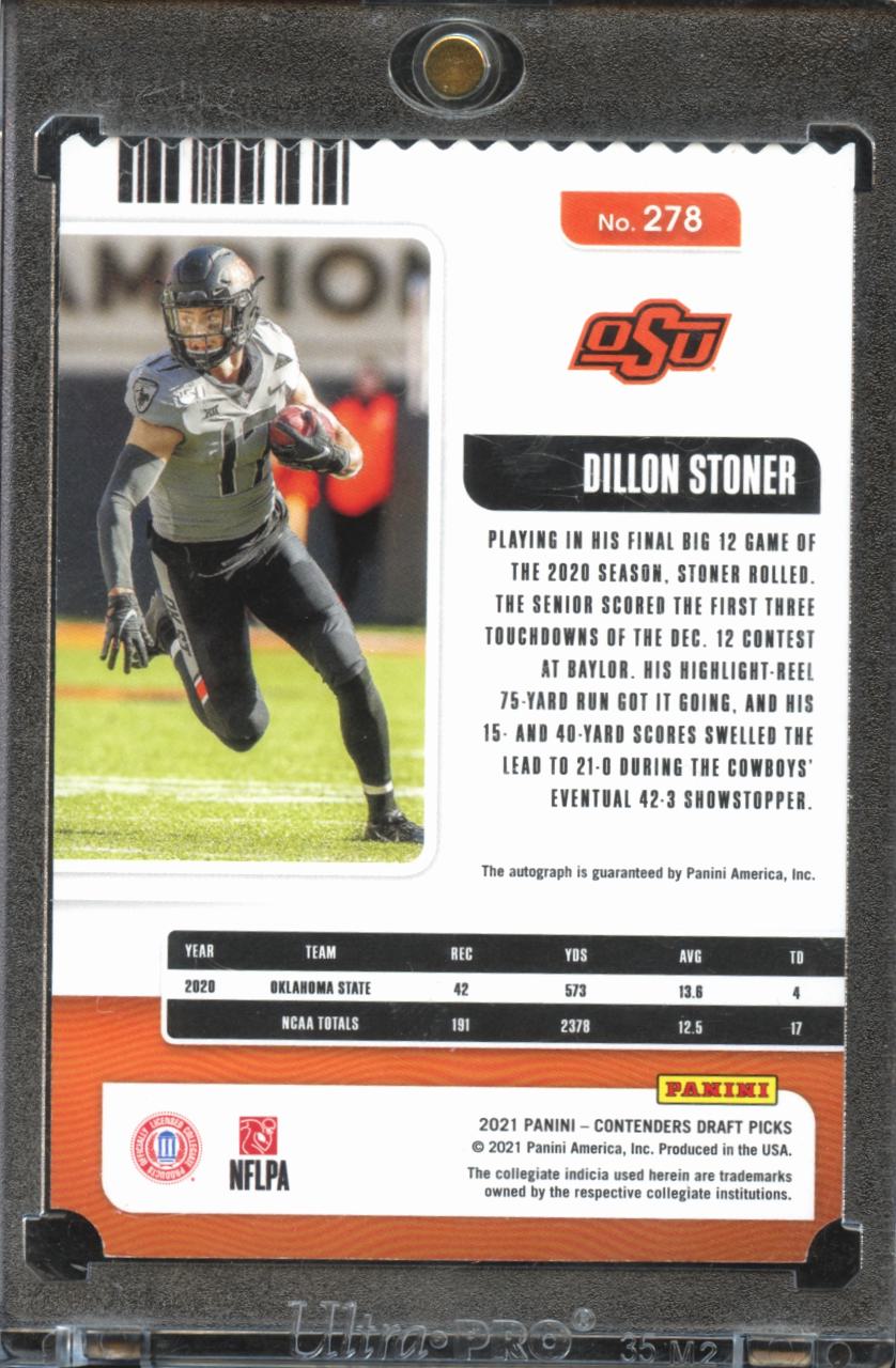 Dillon Stoner 2021 Contenders Auto Autograph Ticket Stub RC 11/17 Oklahoma State