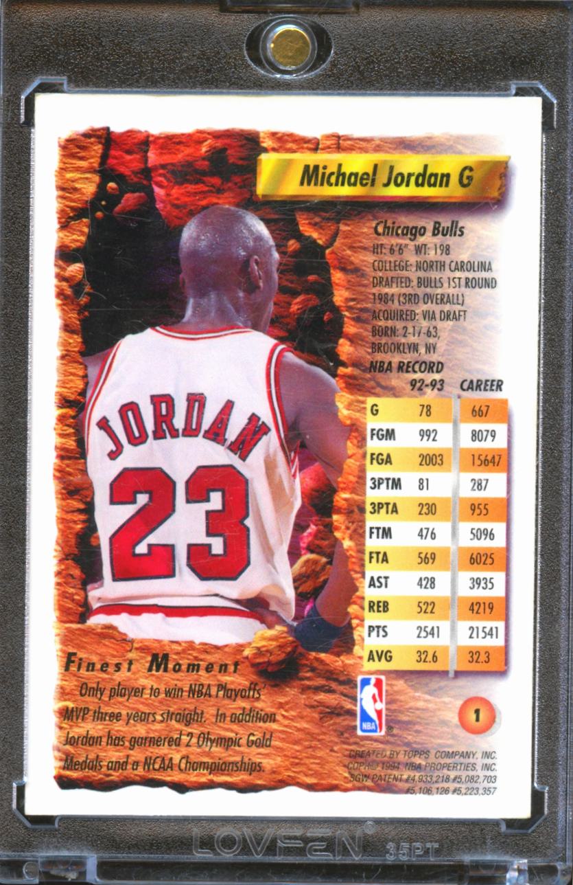 Michael Jordan 1993-94 Topps Finest Card #1 Chicago Bulls