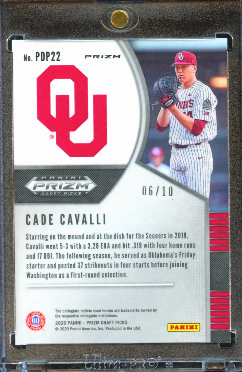 Cade Cavalli 2020 Prizm Draft Picks GOLD Rookie RC 6/10 Oklahoma Sooners