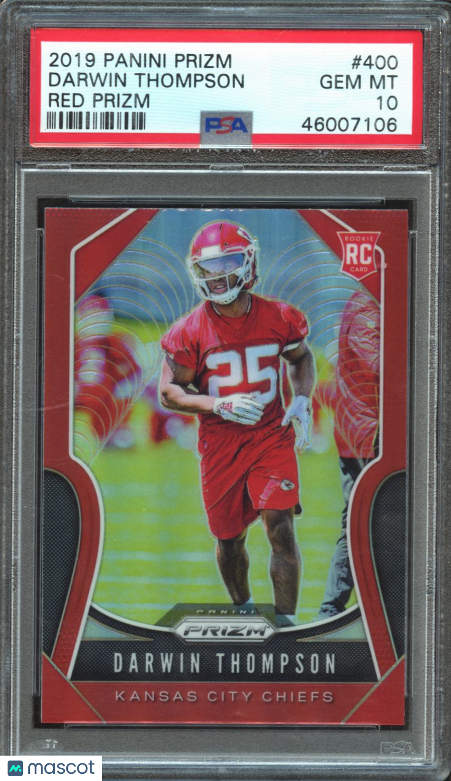 Darwin Thompson 2019 Prizm Retail Red Prizm SSP RC KC Chiefs PSA 10