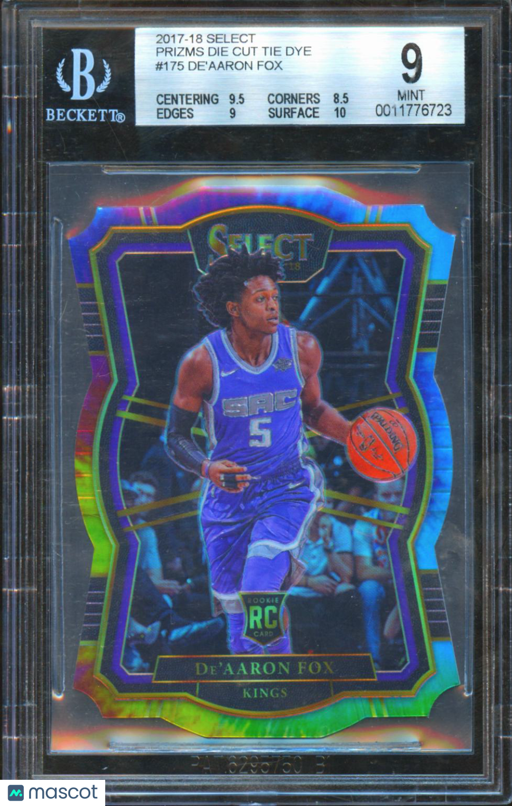 De'Aaron Fox 2017-18 Select Tie-Dye Prizm Rookie RC Kings 22/25 BGS 9