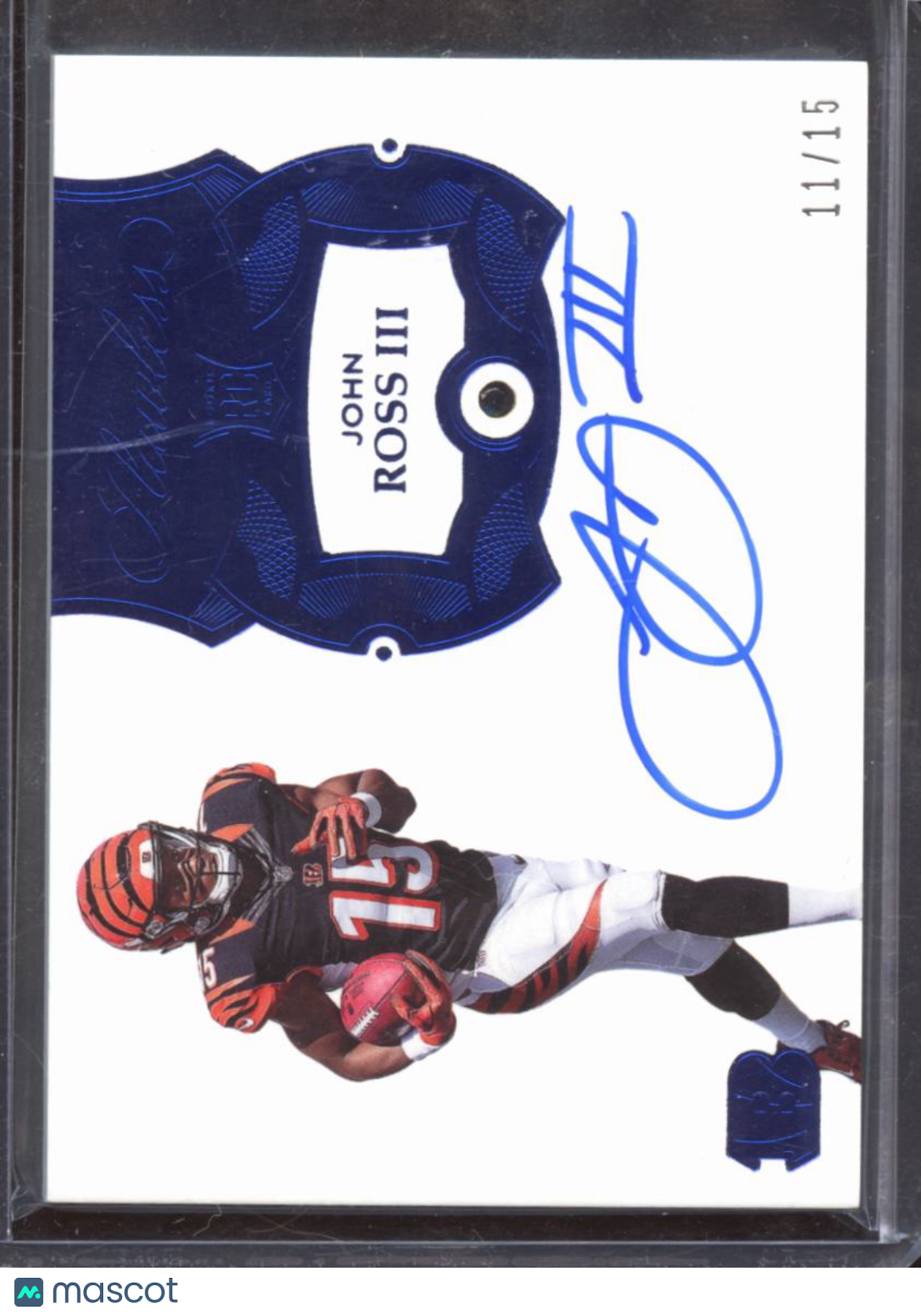 John Ross III 2017 Flawless Sapphire Gem Auto Autograph RC 11/15 Bengals