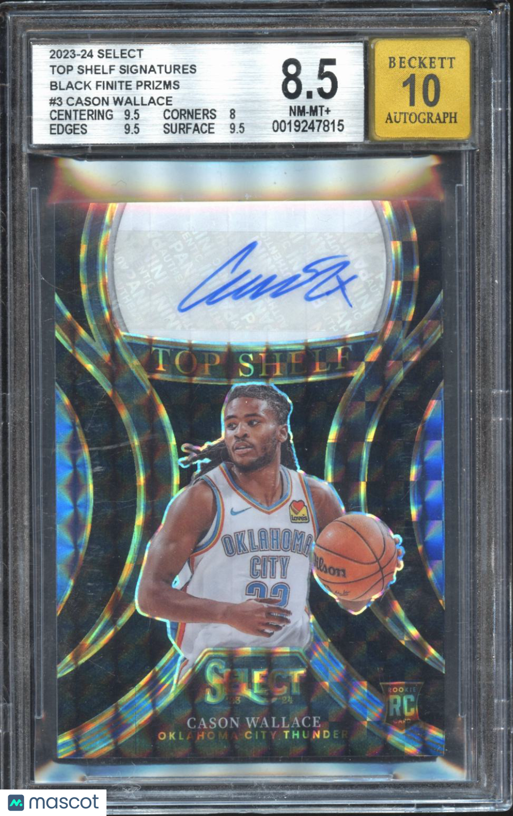 Cason Wallace 2023-24 Select Auto Autograph RC Black Finite Thunder 1/1 BGS 8.5