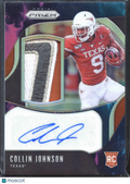 Collin Johnson 2020 Spectra Auto Autograph LOGO Patch Nebula 1/2 Texas Longhorns