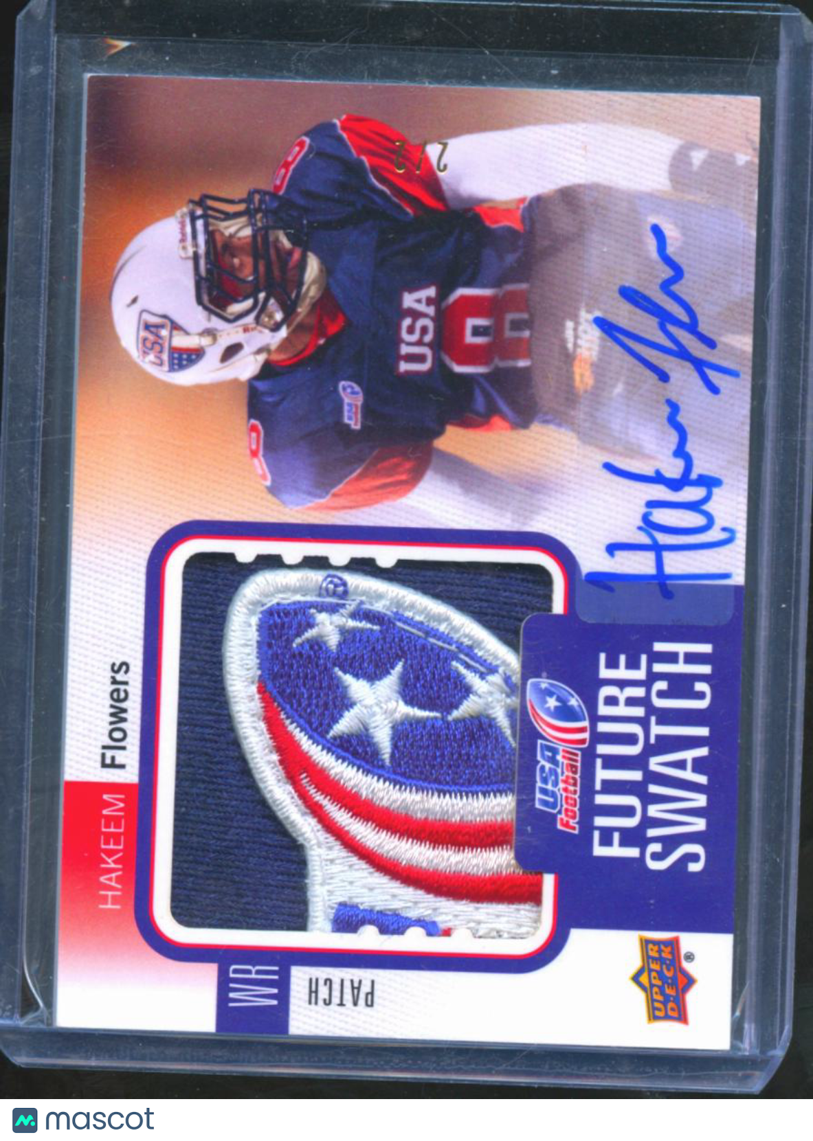 Hakeem Flowers 2012 Upper Deck Auto Autograph Game Worn LOGO Patch 2/2 USA