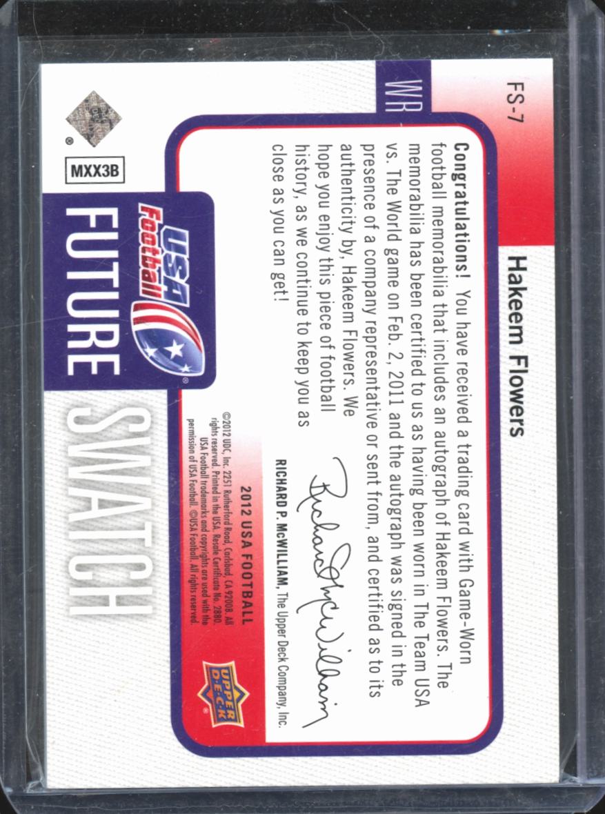 Hakeem Flowers 2012 Upper Deck Auto Autograph Game Worn LOGO Patch 2/2 USA