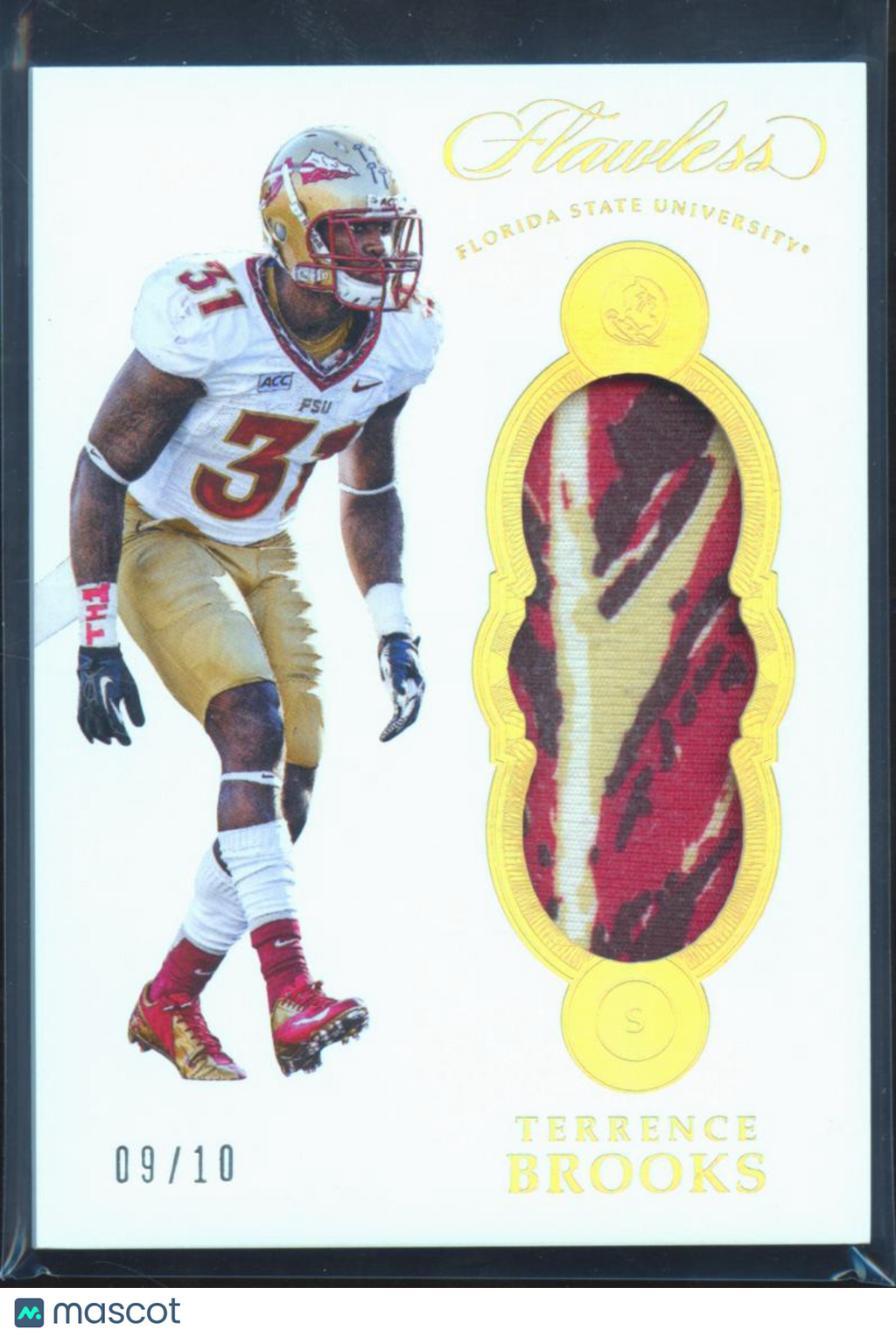 Terrence Brooks 2017 Flawless Game Worn Jersey Patch 9/10 Florida State