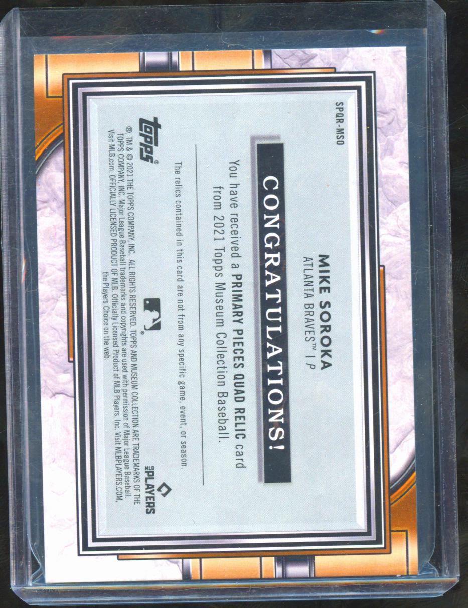 Mike Soroka 2021 Museum Collection Game Worn Patch 8/25 Atlanta Braves