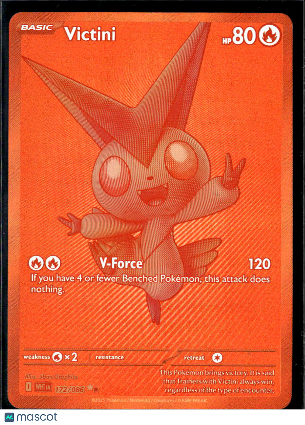 Victini 2025 Scarlet & Violet White Flare Etched Secret Rare HR #172/86