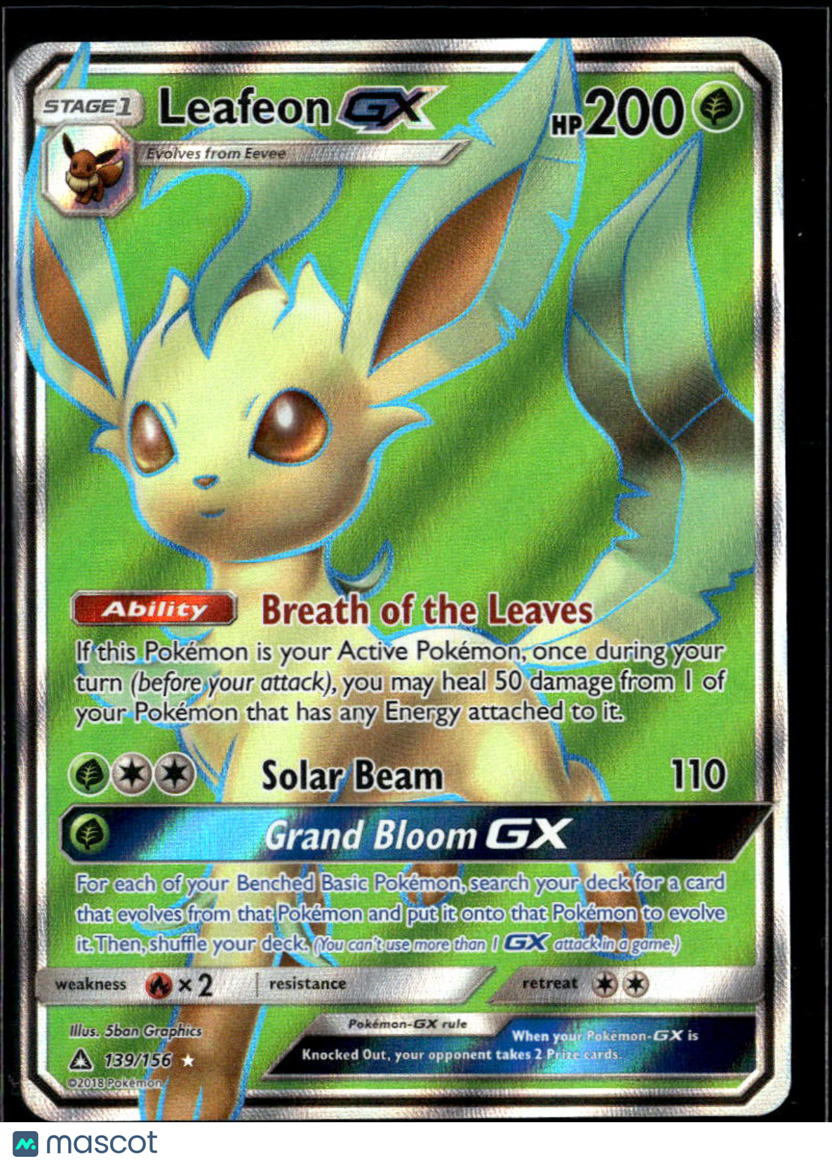 Leafeon GX 2018 Ultra Prism Holo Rare FA #139/156