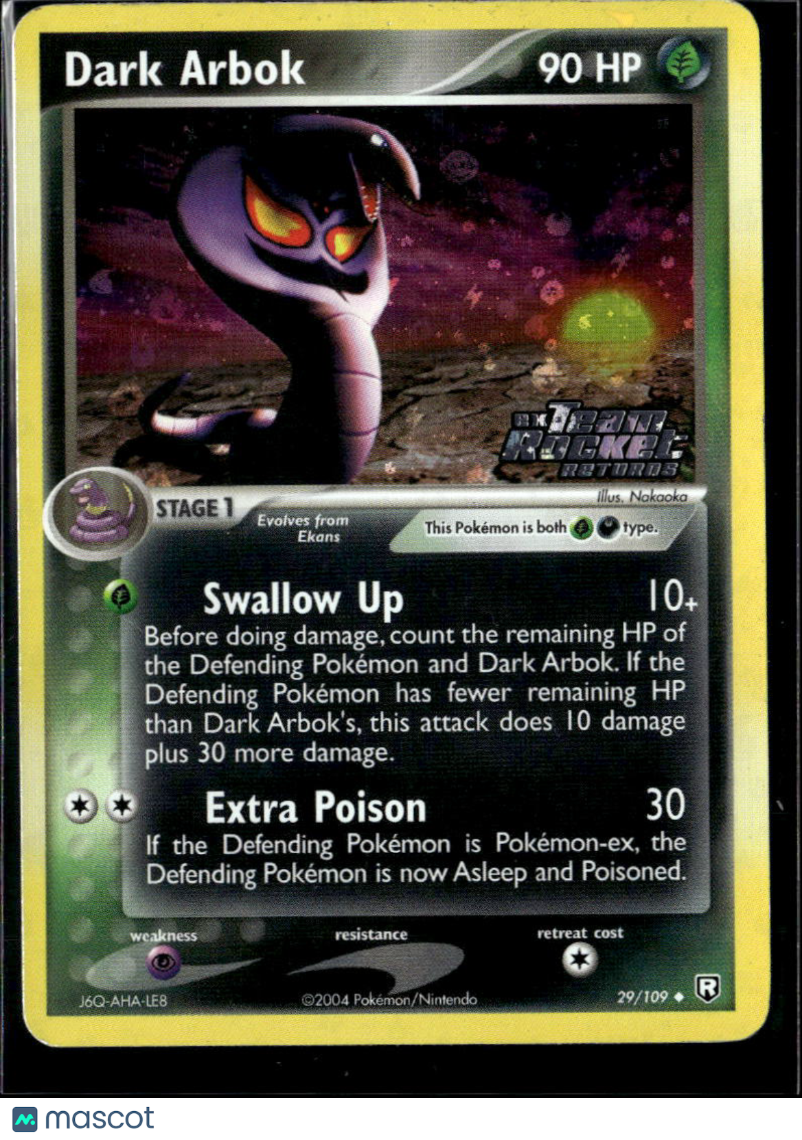 Dark Arbok 2004 EX Team Rocket Returns Reverse Holo Uncommon #29/109