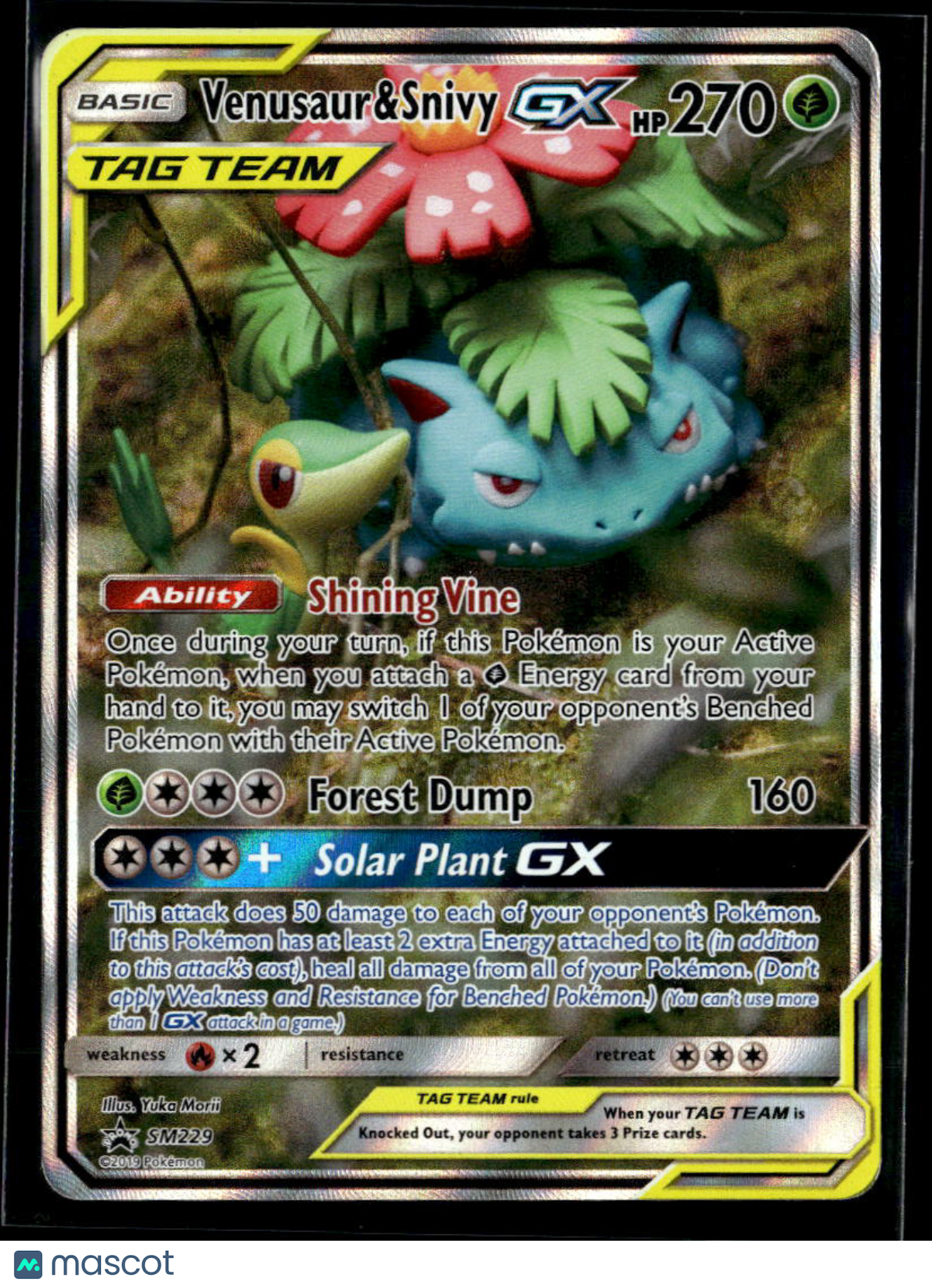 Venusaur & Snivy GX 2019 Cosmic Eclipse Holo Black Star Promo #SM229