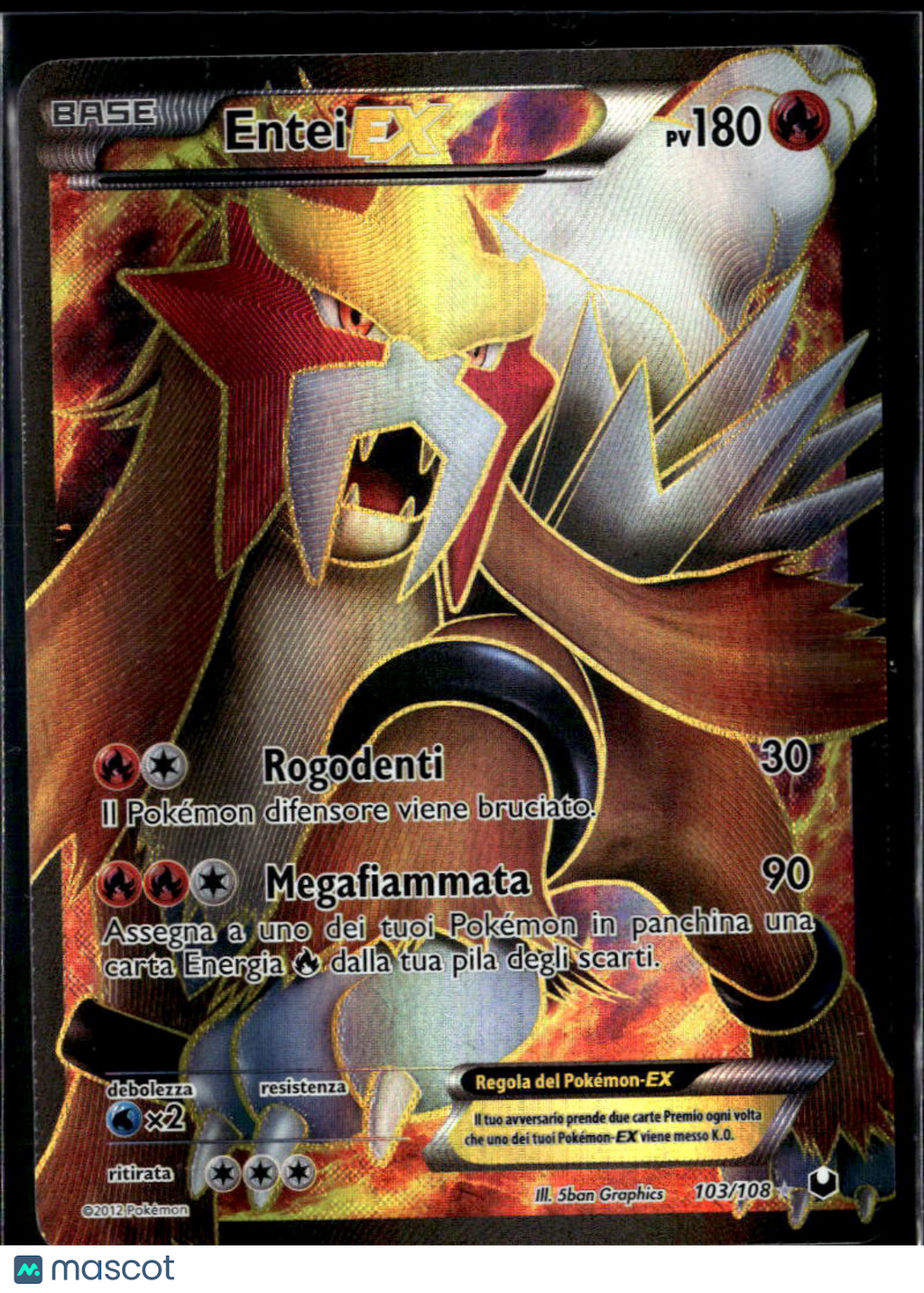 Entei EX 2012 Dark Explorers Holo Ultra Rare Italian FA #103/108