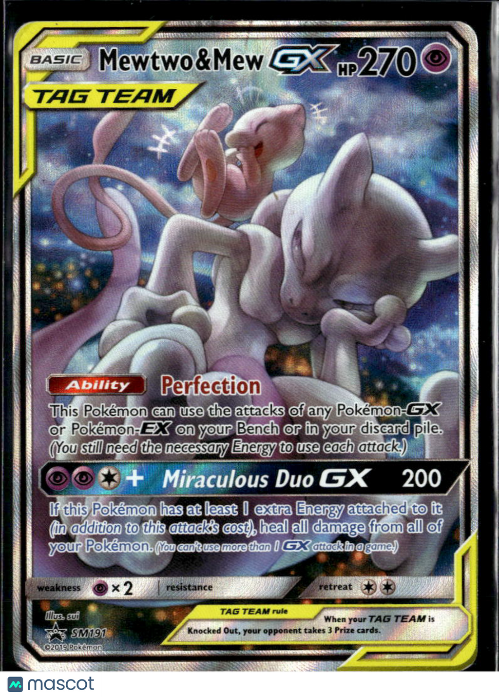 Mewtwo & Mew GX 2019 SM Holo Black Star Promo #SM191